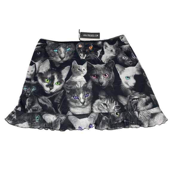 Dolls Kill Dresses & Skirts - Dolls Kill Current Mood Moonlight Meow Mesh Mini Skirt Black Size 2X
